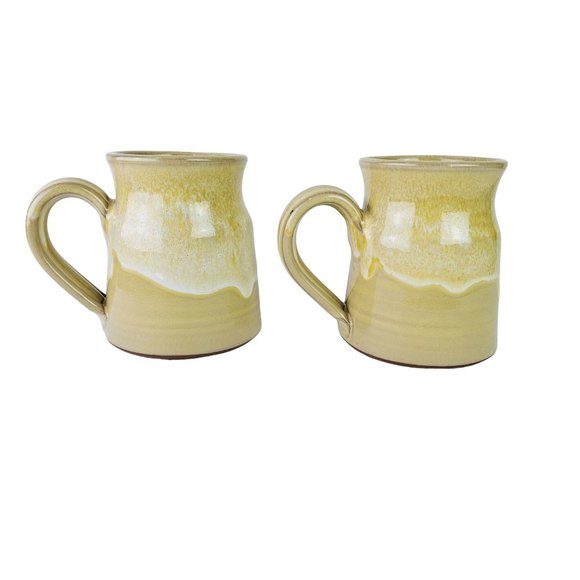 Magnolia Springs 2009 Deneen Pottery Handthrown Dripware 10 Oz. Mug Set (2) - Picture 3 of 9